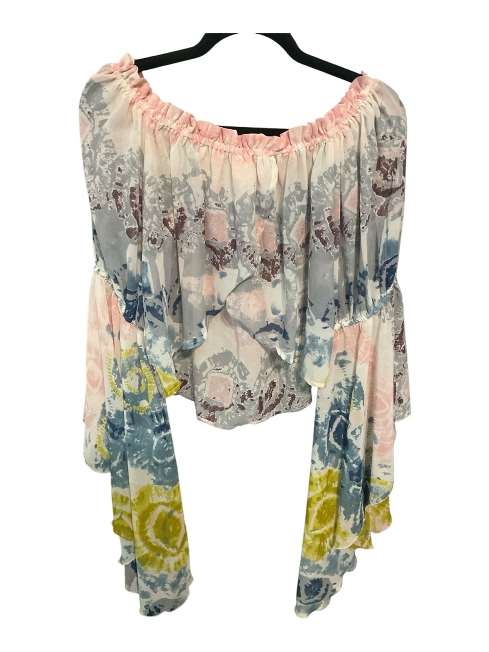Live 4 Truth Boho Off Shoulder Bell Sleeve L Peasant Blouse Abstract Print A32 - Picture 4 of 6